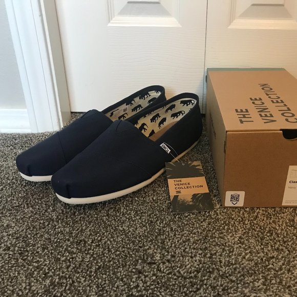 Mens TOMS Classic Navy Alpargatas - Picture 1 of 1